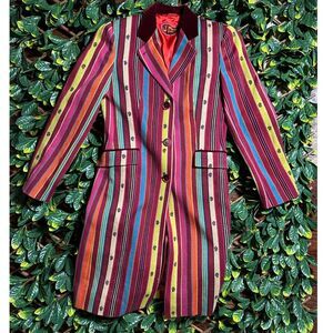 Etro Milano 100% Wool MADE IN ITALY Multicolor Trench Coat Size 44